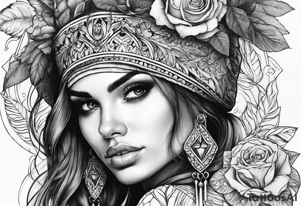 Woman with skull tattoo idea