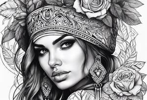 Woman with skull tattoo idea