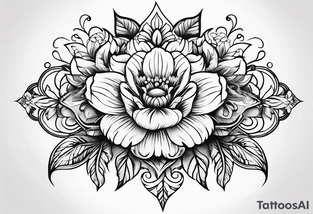 ornaments of flowers tattoo idea