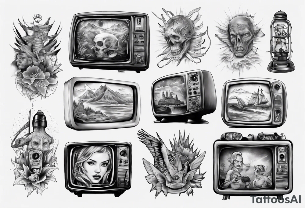 LOST Tv Series themes sleeve tattoo tattoo idea