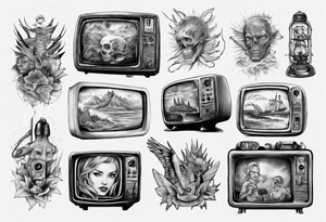 LOST Tv Series themes sleeve tattoo tattoo idea
