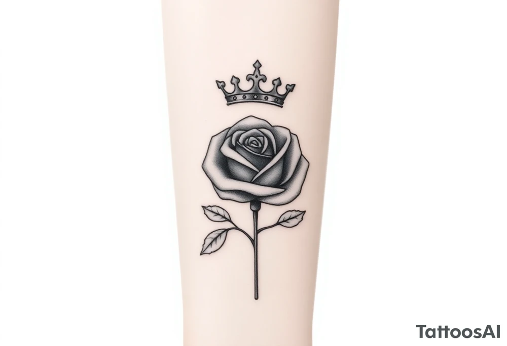 A rose with a kings crown ontop tattoo idea