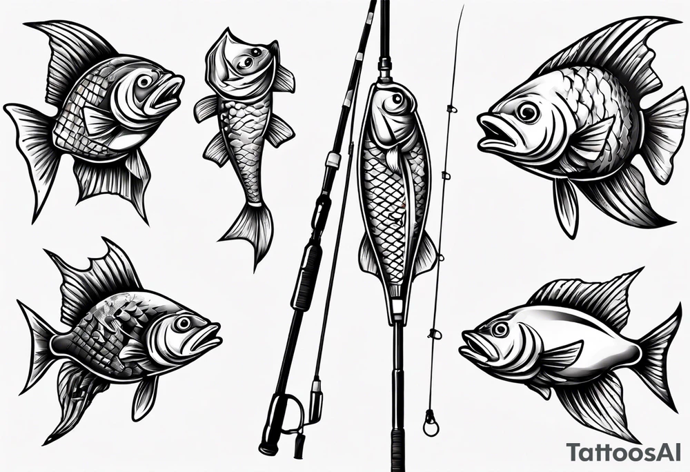 Fishing rod with fish tattoo idea