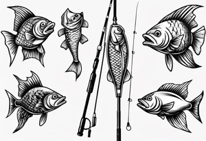 Fishing rod with fish tattoo idea