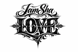 Love and hate combine to be one word read upright to spell love and upside down to spell hate under the word JamSha tattoo idea