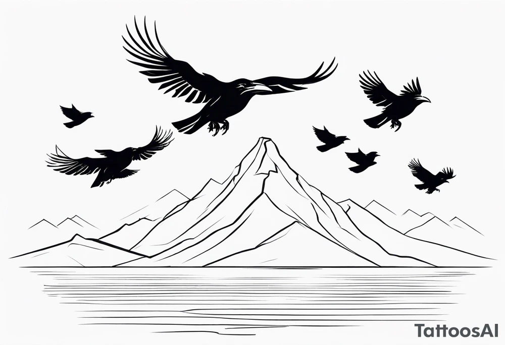 7 ravens flying tattoo idea