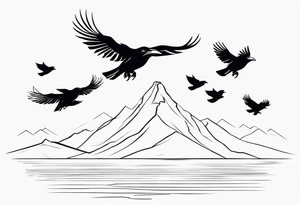 7 ravens flying tattoo idea