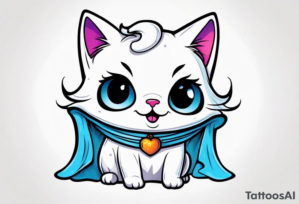 Cute Cat dressed as a ghost tattoo idea