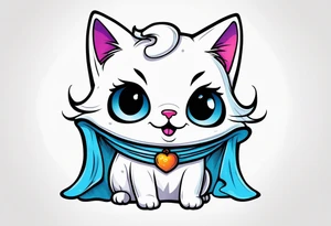 Cute Cat dressed as a ghost tattoo idea