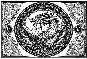 Valhalla shield sword dragon runes tattoo idea