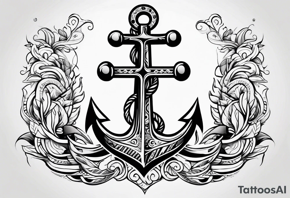 Simple Anchor with tribal tattoo idea