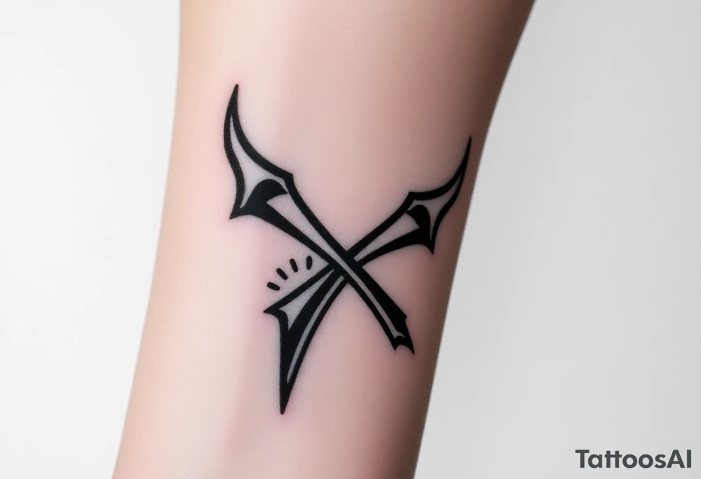 X one piece  tattoo with devil stripes in corner and rest black tattoo idea