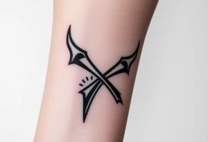 X one piece  tattoo with devil stripes in corner and rest black tattoo idea