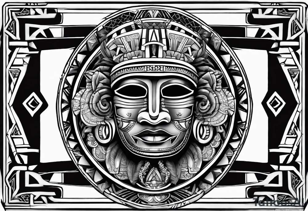 toroids, pyramids, Aztec teaky mask, native tattoo idea
