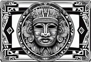 toroids, pyramids, Aztec teaky mask, native tattoo idea