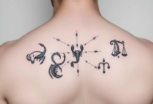 Taurus, cancer, 2 scorpio, capricorn, and libra constellation tattoo for arm tattoo idea