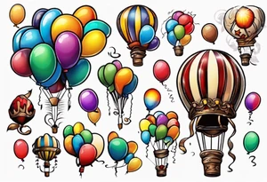 coloful balloons tattoo idea