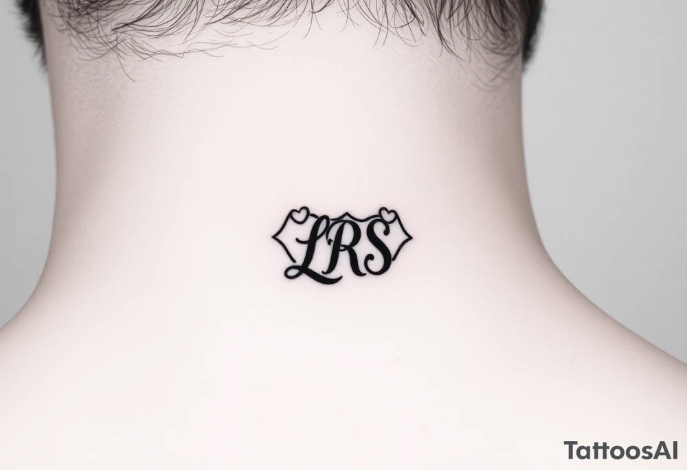Seductive bite mark with the initials lrs tattoo idea