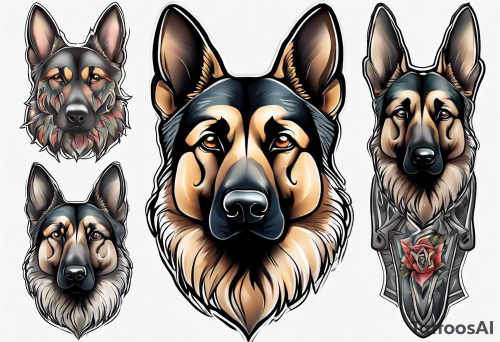 German shepherd portrait tattoo idea