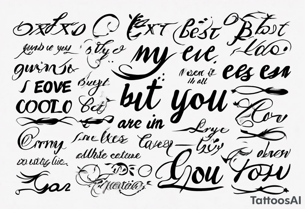 The text “but my eyes are on You” in thin, cursive lettering, just text, all in one line tattoo idea