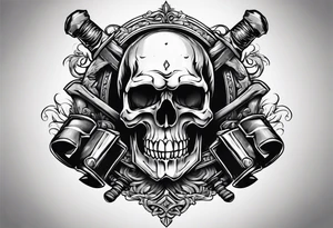 Skull and crossedsledge hammers tattoo idea