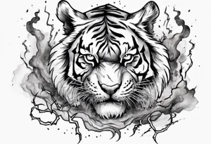 A tiger surrounded by lightning for a forearm tattoo tattoo idea