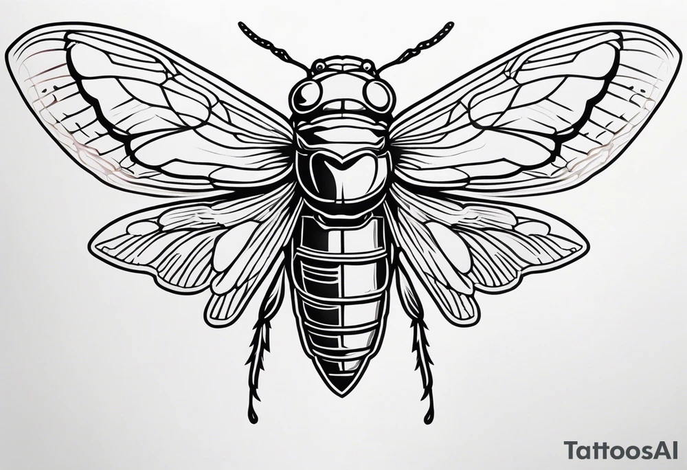Neo traditional cicada tattoo idea