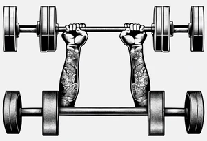 A hammer and a barbell tattoo idea