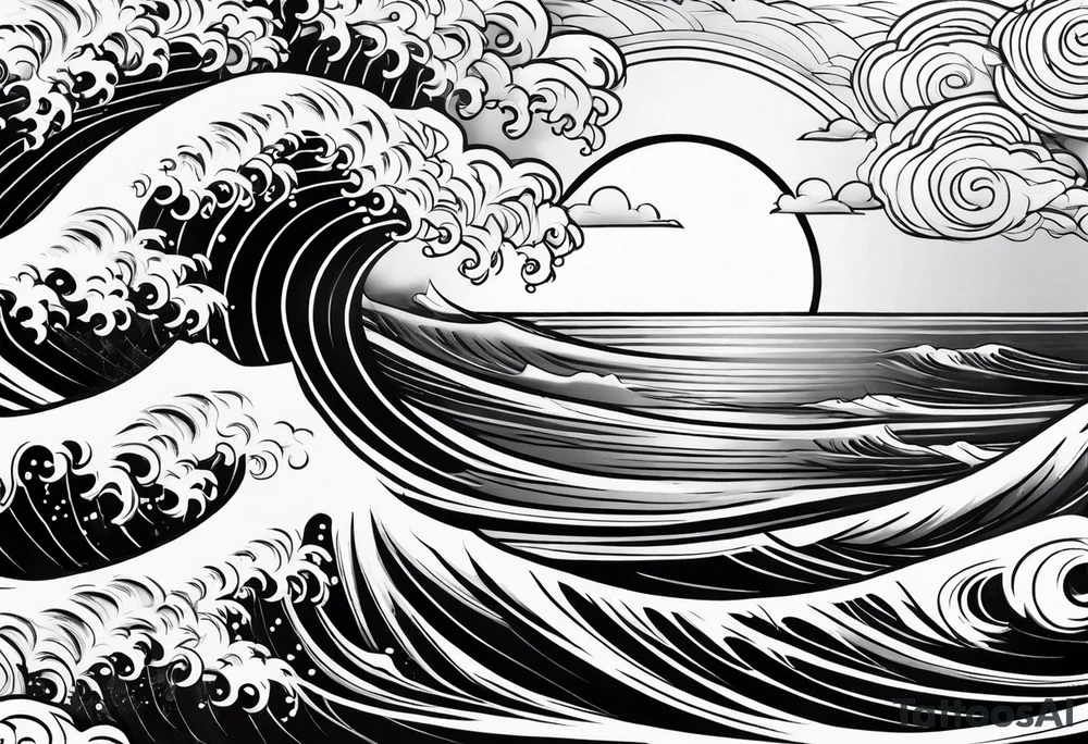 swirly waves tattoo idea