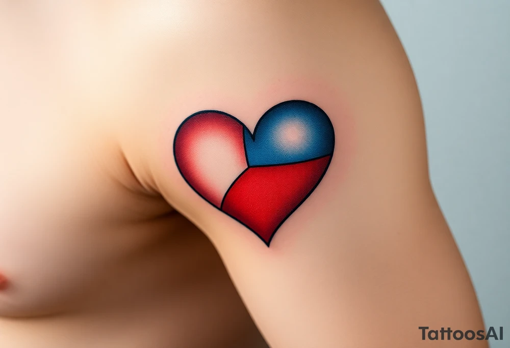 A Czech flag inside a heart shape, with soft shading to give it a glowing effect tattoo idea