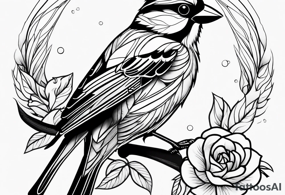 Detailed fine line sparrow tattoo tattoo idea