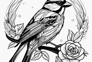 Detailed fine line sparrow tattoo tattoo idea