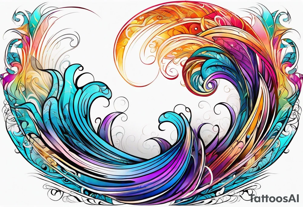 neo-tribal abstract lines gradient tattoo idea