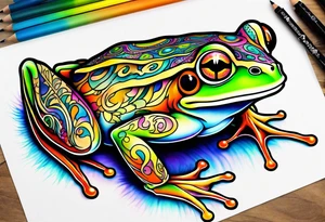 a trippy psychedelic frog tattoo idea