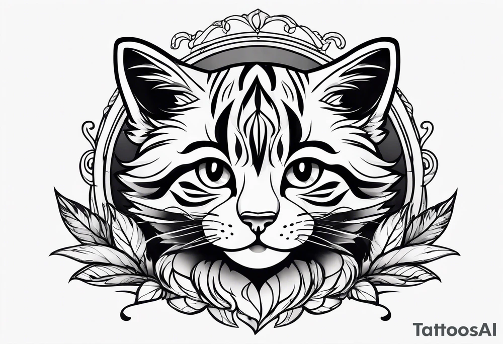 Super cute cartoon wildcat cub tattoo idea