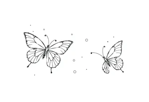 Dainty and fine line butterflies with bubbles and sparkles tattoo idea