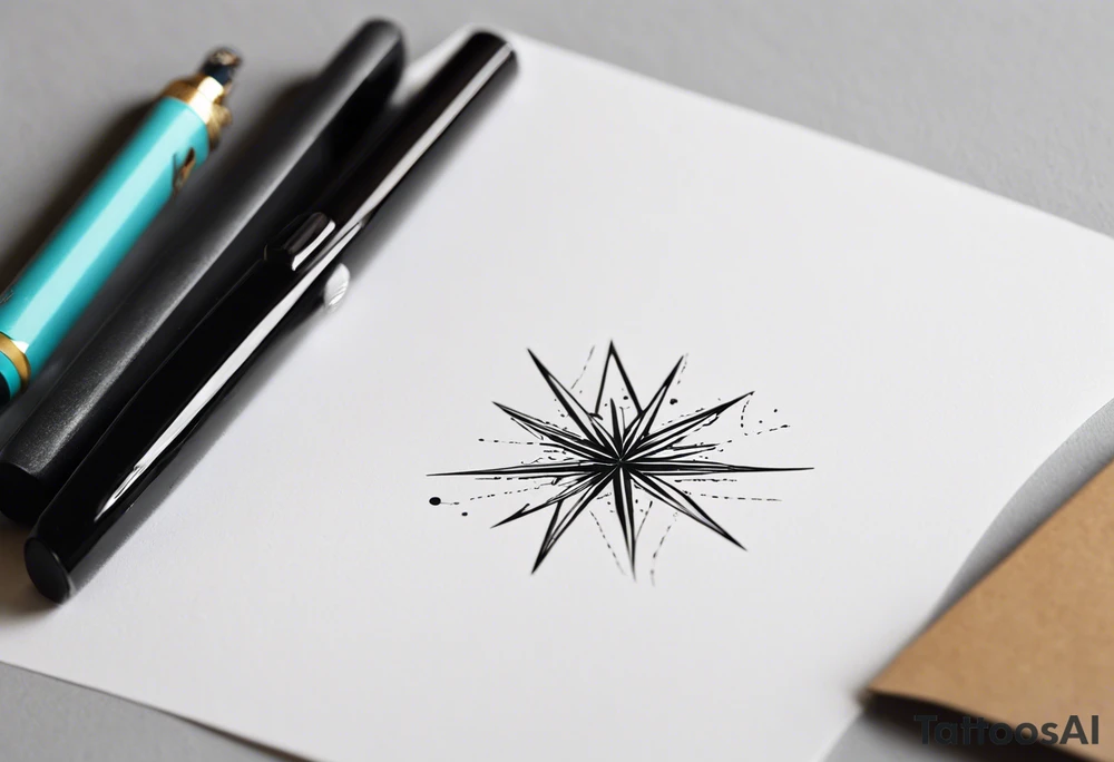 Erstelle ein Tatoo. Hundepfote. In der Hundepfote Symbol Autismus Puzzleteil und PTSD Schlaufe nur einmal. Ausserhalb der Pfote minimalistischer quatradischer  und abstrakter Style. Style des Tatoo minimalistisch, abstrakt, Dotwort, aquarell und fineline tattoo idea