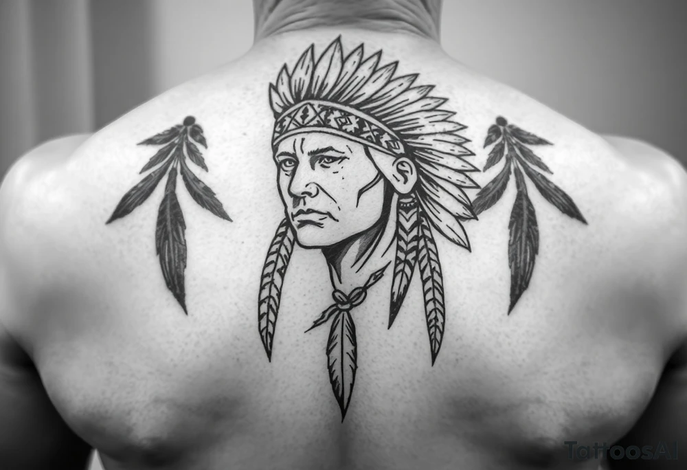 Native american style portrait tattoo idea