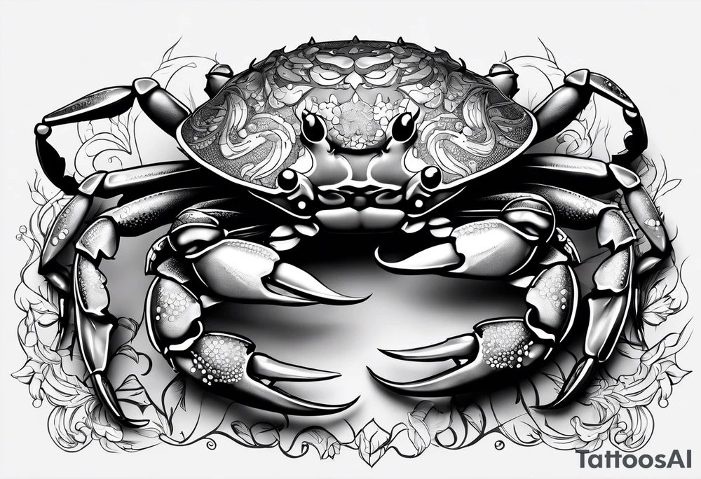 Crabs en blanco en negro con numero 69 tattoo idea