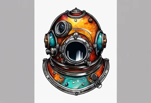 mark v diving helmet mixed with a space helmet tattoo idea