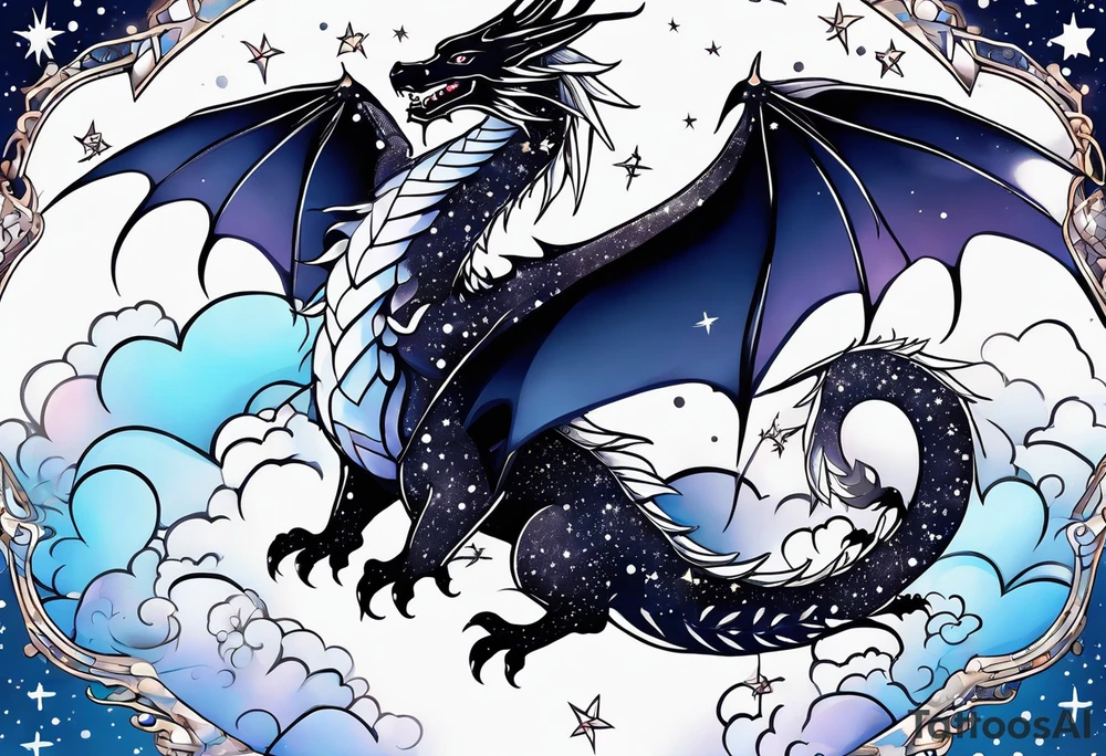 Constellation, wing , snow , cross , dragon japan kawaii tattoo idea