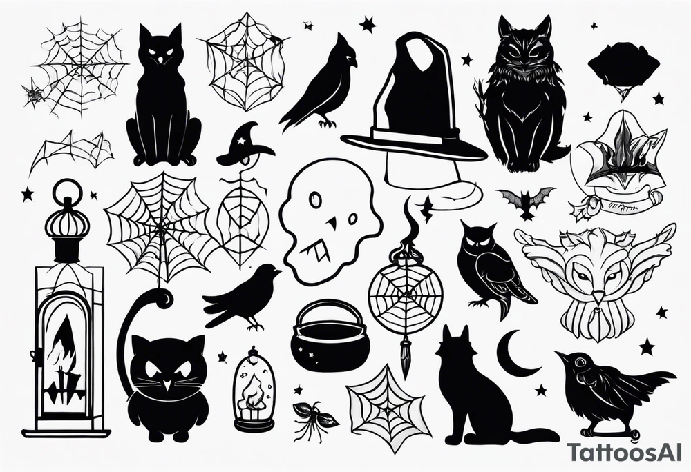 Halloween themed flash sheets tattoo idea