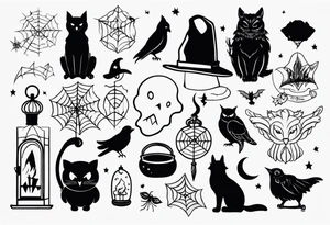 Halloween themed flash sheets tattoo idea