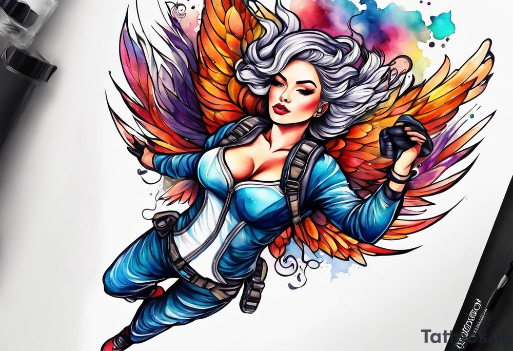Woman skydiver tattoo idea