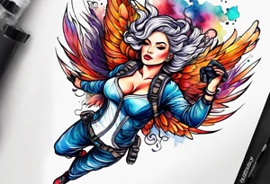 Woman skydiver tattoo idea
