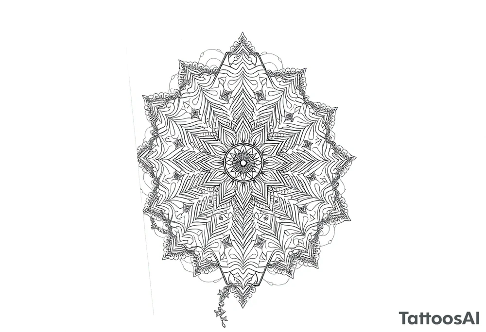 intricate mandala with sacred geometry and cosmic elements tattoo idea