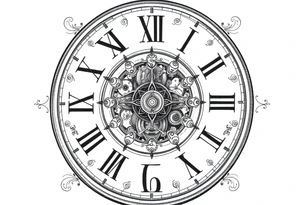 vintage roman numerals within ornate clockwork mechanism tattoo idea