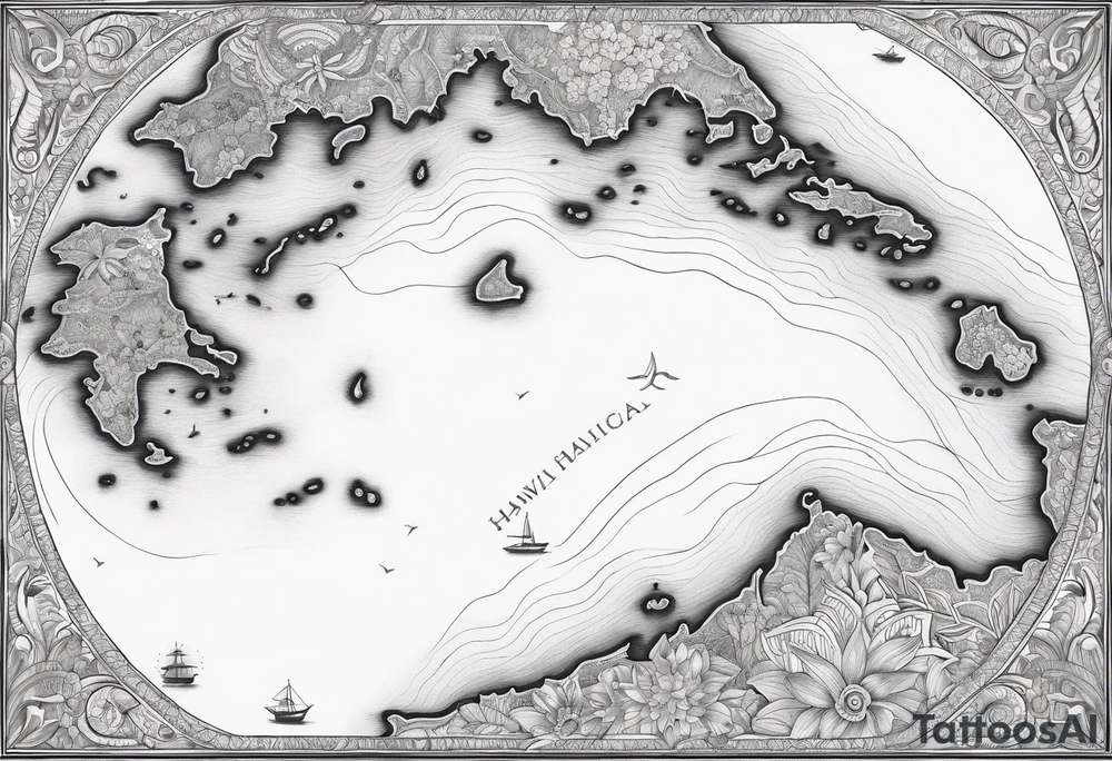Hawaii archipelago map paisley tattoo idea