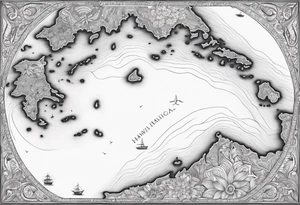 Hawaii archipelago map paisley tattoo idea