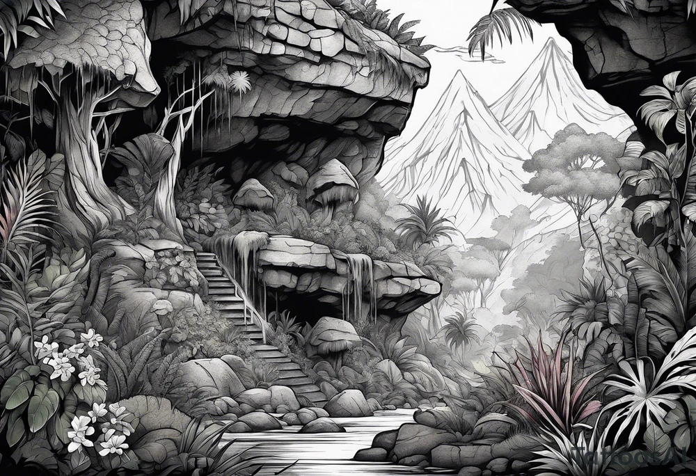 Spelunking jungle tattoo idea
